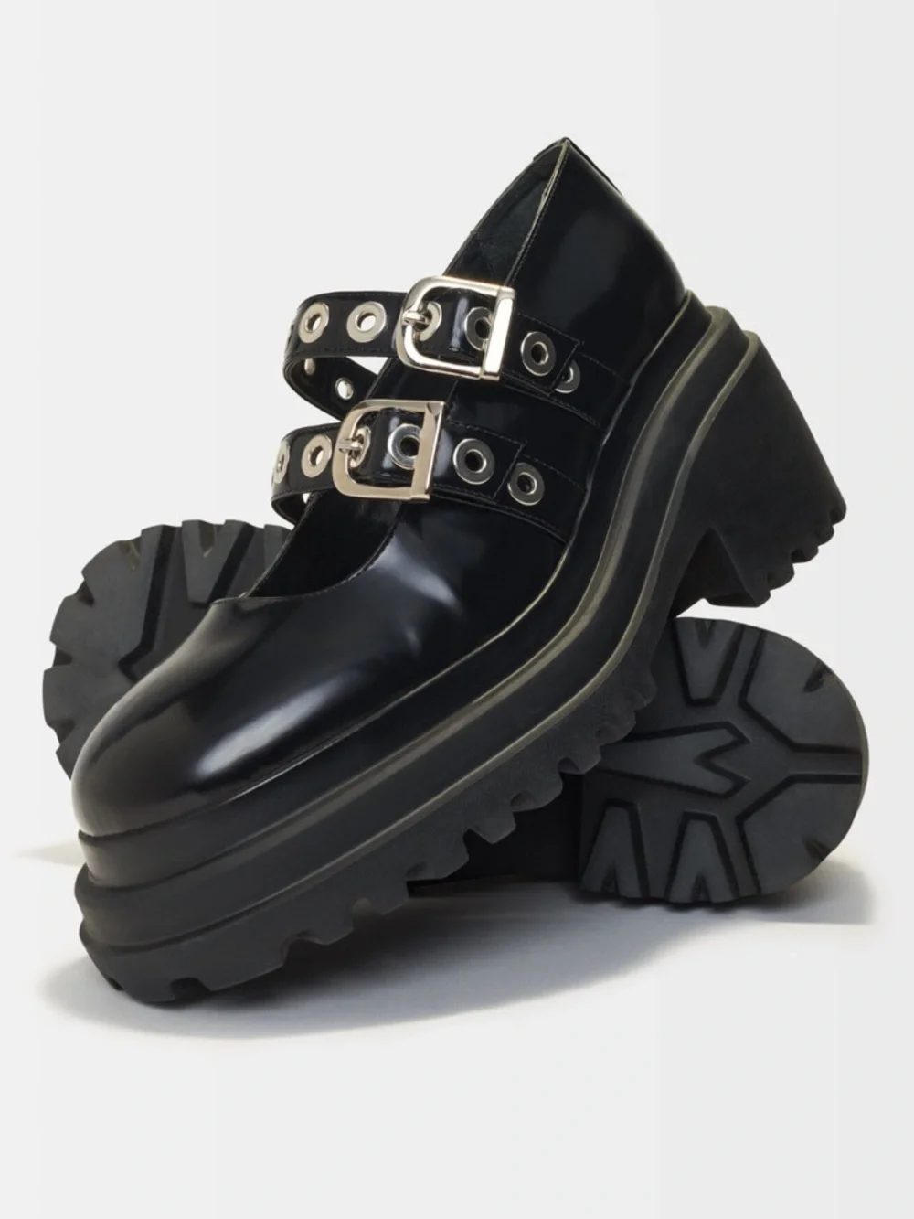 NWOB Maje Black Leather Platform Mary Jane “Babies” with Silver Eyelets